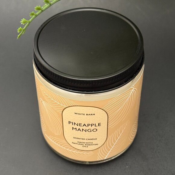 BBW Pineapple Mango White Barn Bath & Body Works Mason Jar Single Wick Candle - Picture 4 of 10